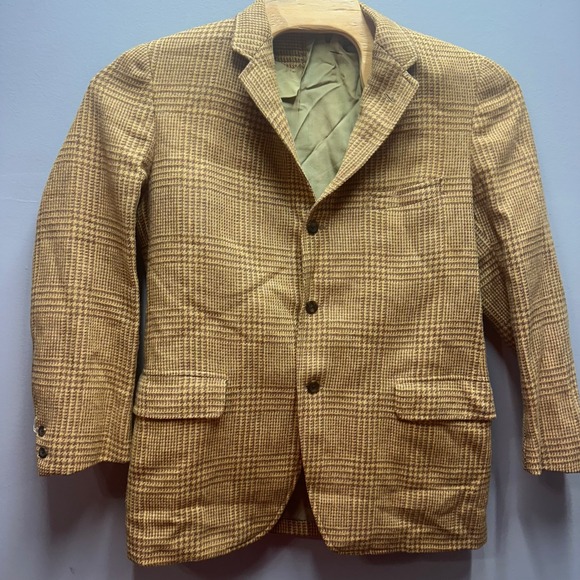 Mens Shetland Tweed Blazer Jacket Loomed in Scotland Schupp Snyder Plaid 44R